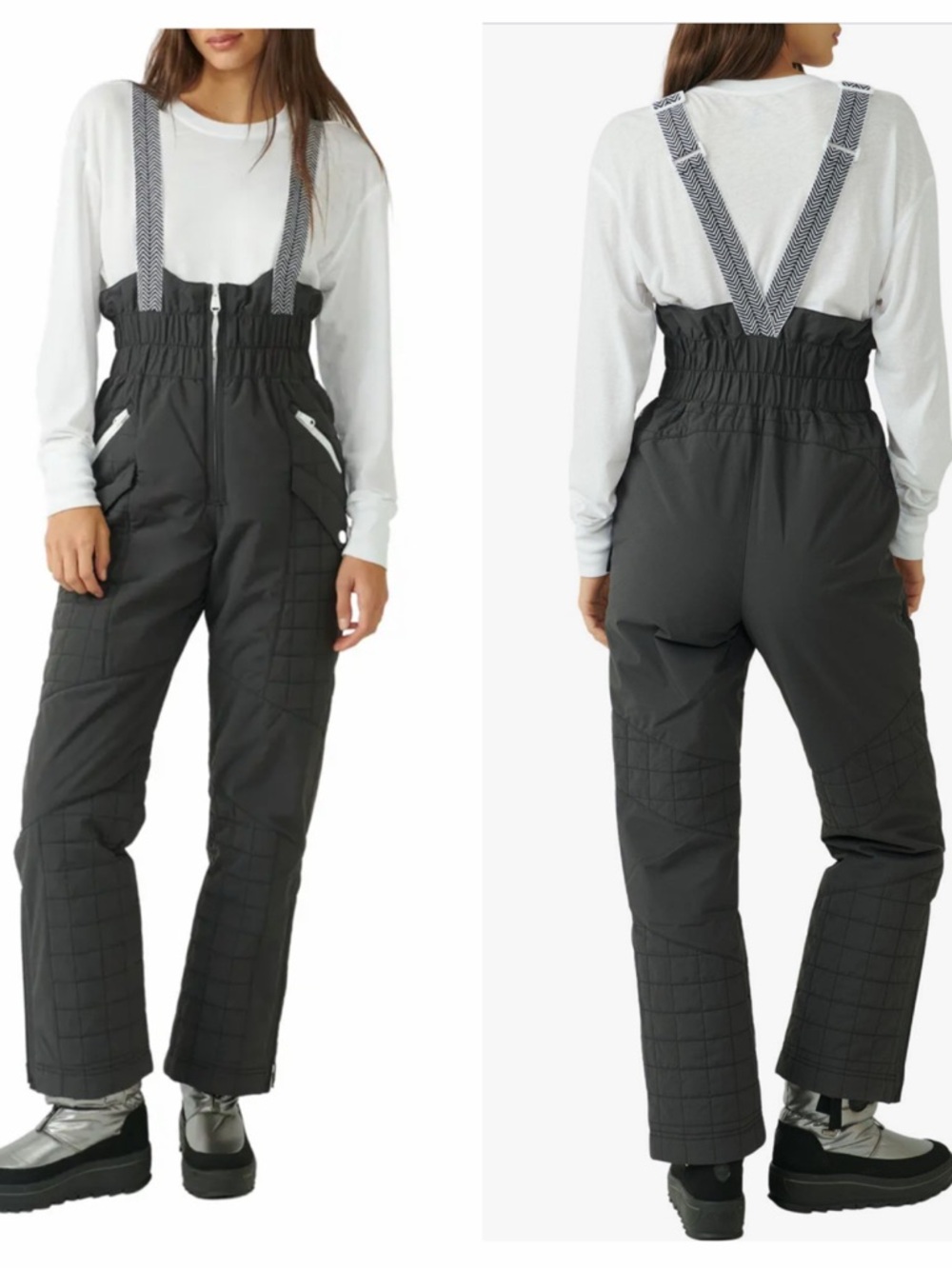NWT Free People All Prepped Ski Bib Black Snow Size XL